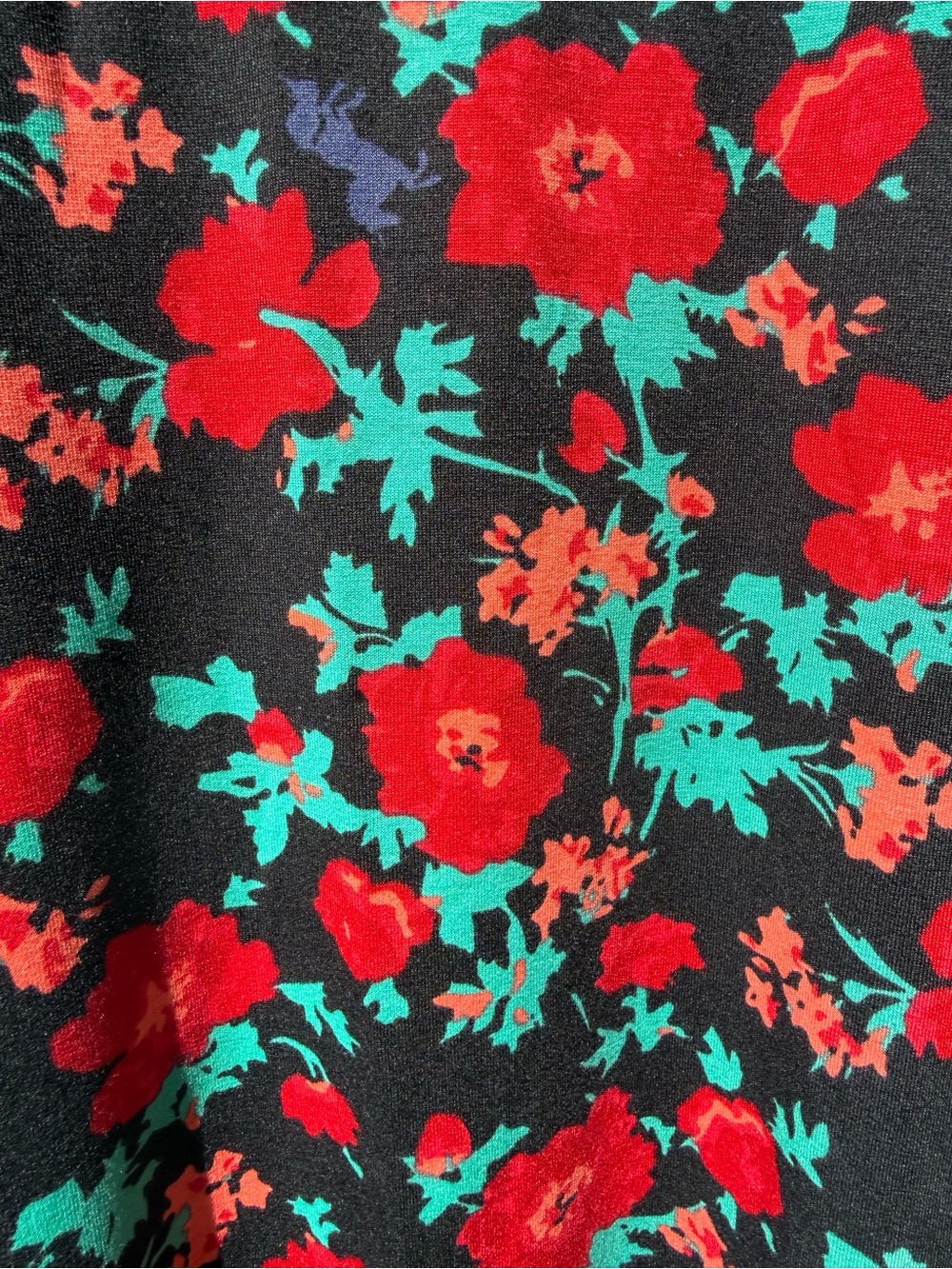 Black Maxi Skirt with Red Floral Print - Picture 3 of 3